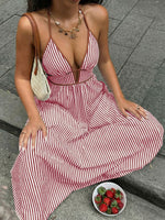 Striped Halter Neck Maxi Dress