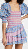 Early Spring Women Clothing Square Collar Ruffled Design Printed Dress for Women Smocked Patchwork Macthing