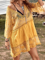 Lace Detail Plunge Cover-Up Dress - Ladyez