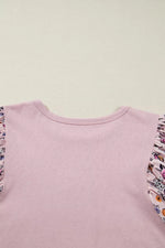 Floral Patchwork Bell Sleeve Blouse