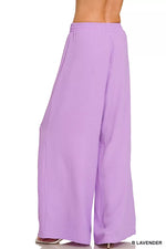 Zenana Woven Airflow Twisted Top & Wide Leg Pants Set
