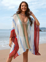 Openwork Color Block Plunge Cover-Up - Ladyez