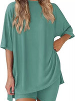 Full Size Half Sleeve T-Shirt and Shorts Set Plus Size