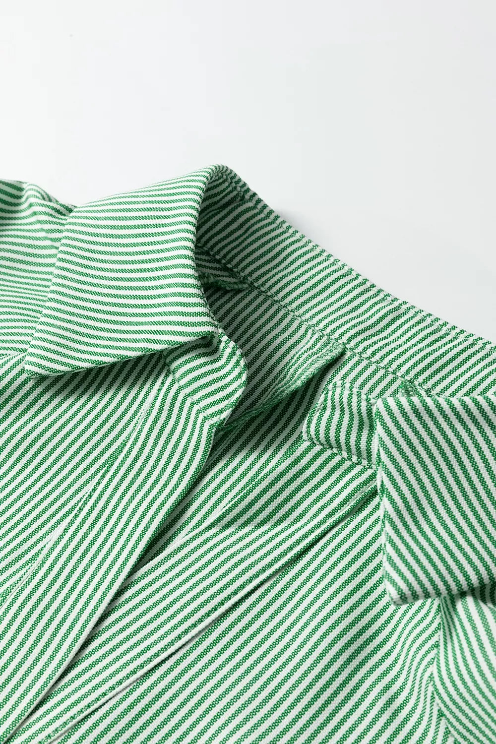 Striped Print Collared Split Neck Half Sleeve Blouse
