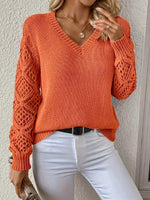 V-Neck Hollow-Out Sleeve Knit Sweater