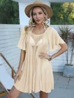 Openwork Flutter Sleeve Cover-Up Dress - Ladyez
