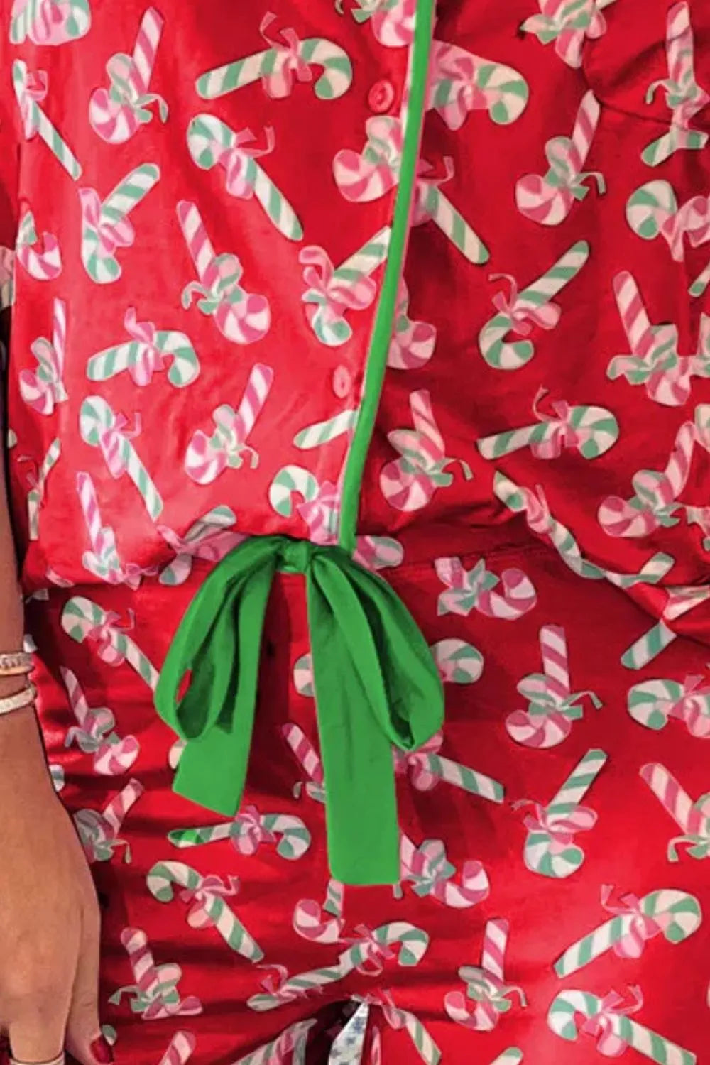 Candy Cane Collared Neck Top and Shorts Lounge Set - Ladyez