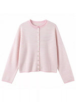 Button-Down Striped Knit Cardigan