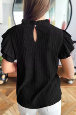 Ruffle Sleeve Textured Blouse