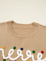 Merry Colorful Dot Detail Christmas Dolman Sweater