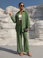 Button Up Long Sleeve Shirt and Pants Set