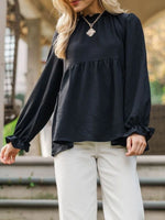 Frill Mock Neck Flounce Sleeve Blouse