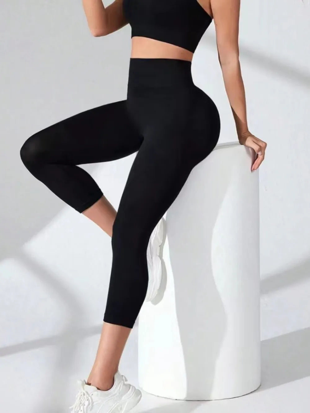 High Waist Cropped Active Leggings - Ladyez