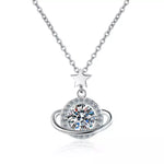 1 Carat 925 Sterling Silver Moissanite Planet Pendant Necklace