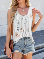 Printed Scoop Neck Wide Strap Tank