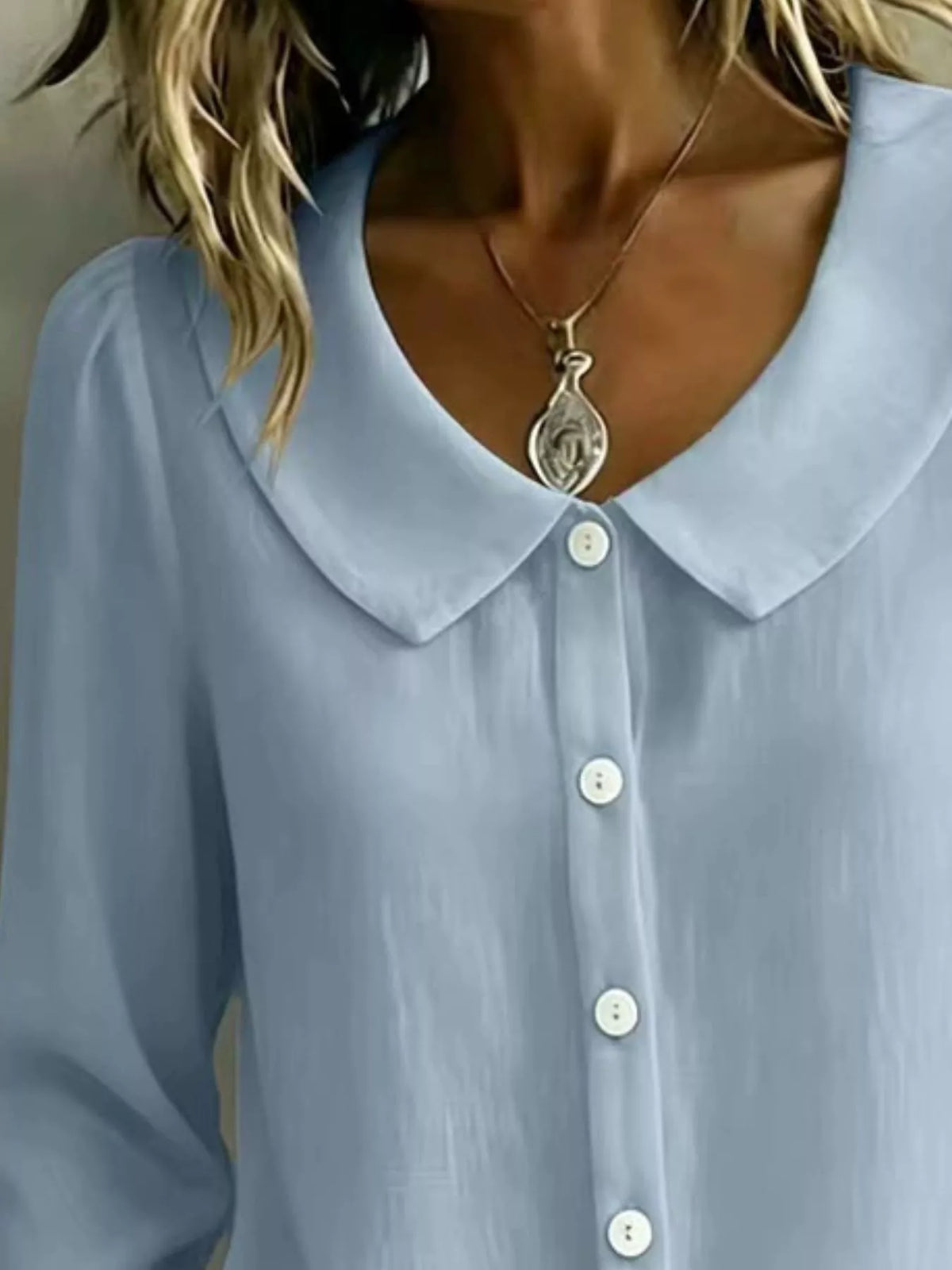 Full Size Peter Pan Collar Button-Down Shirt Plus Size