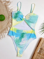 Cutout Tie-Dye Spaghetti Strap One-Piece Swimwear - Ladyez