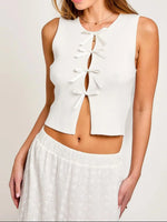 Bow Round Neck Cropped Tank