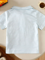 Children's Striped Firetruck Embroidered T-Shirt