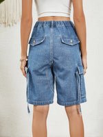 High Waist Denim Shorts with Pockets