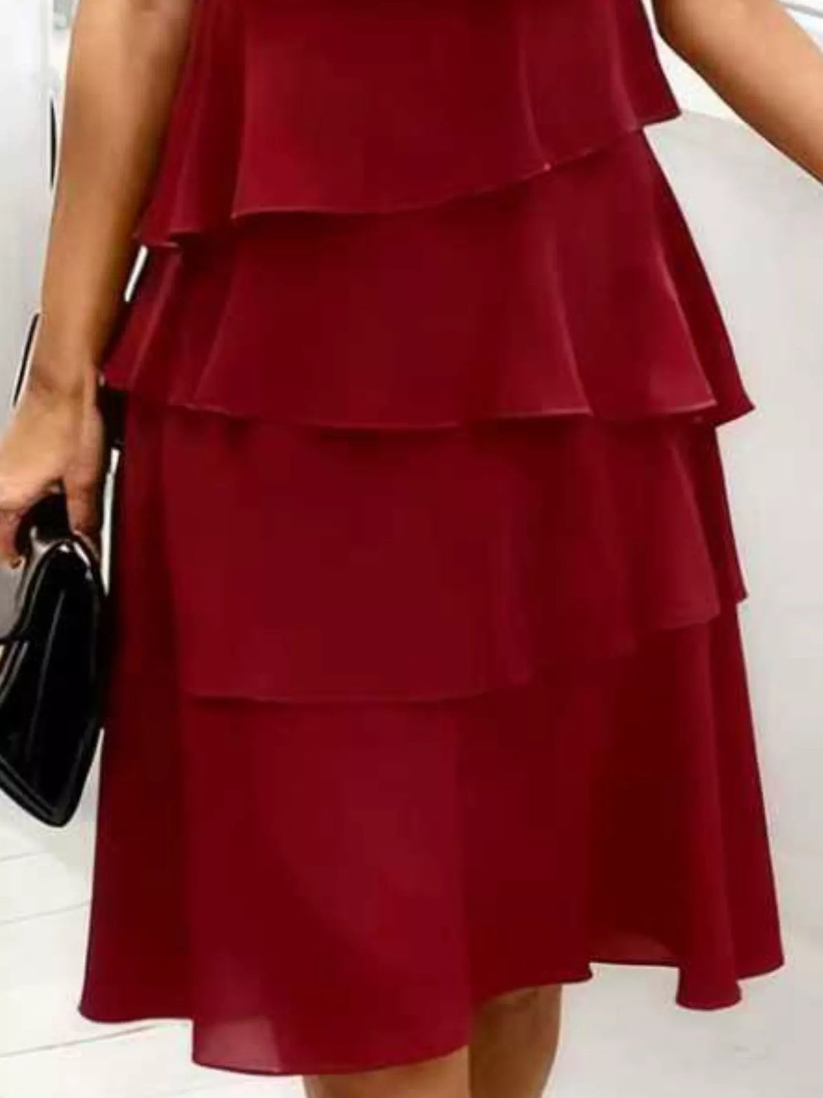 Full Size Ruffled Layered Petal Sleeve Dress Plus Size