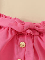 Children's Strawberry Bunny Graphic Ruffle Sleeve Top and Skirt Set