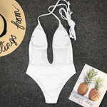 New 2025 Sexy Deep V Neck Wrap Around Female Swimwear One Piece Swimsuit Women Backless Monokini High Cut Bathing Suit Swim Lady