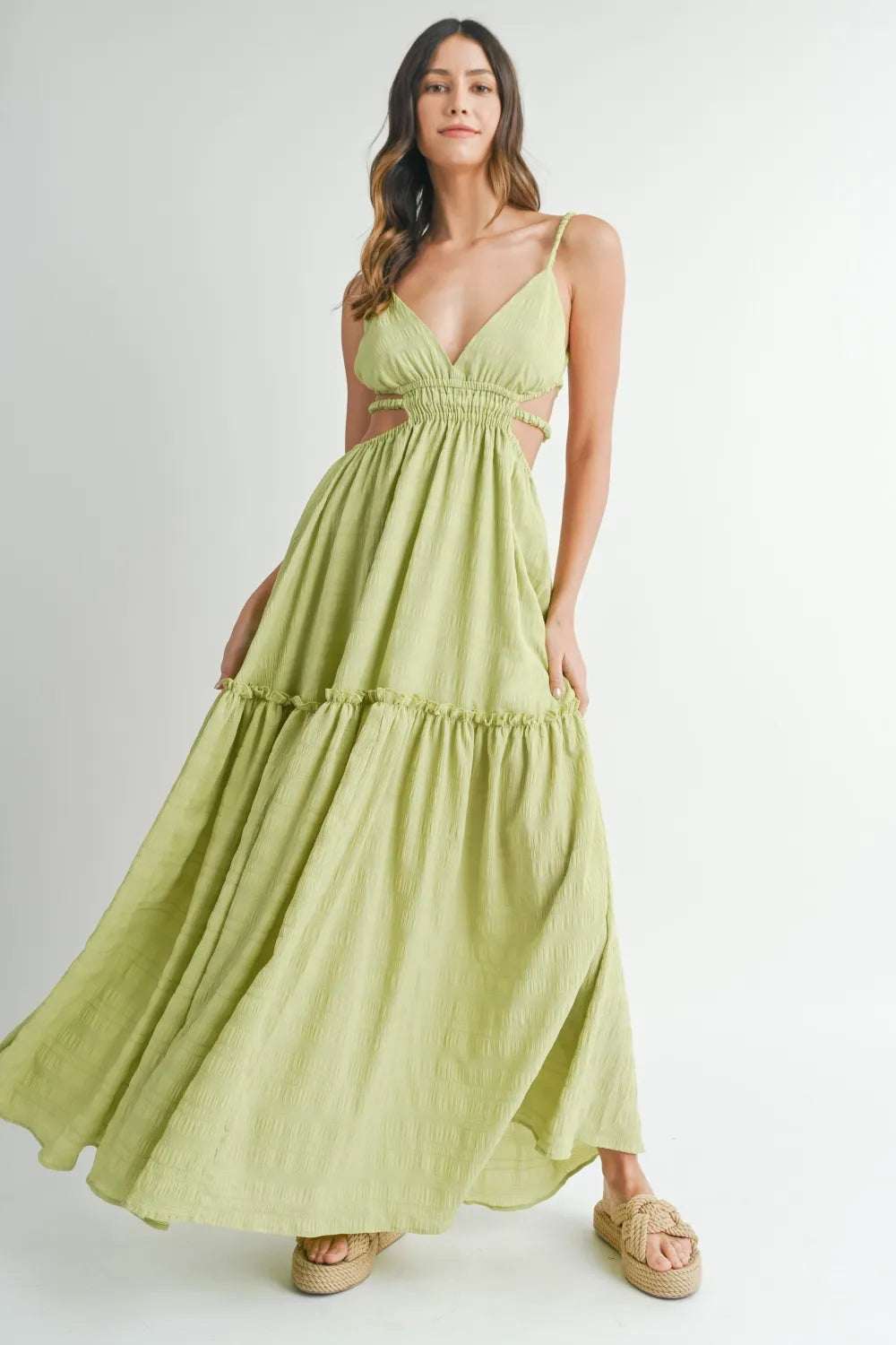 MABLE Cutout Waist Backless Maxi Dress - Ladyez