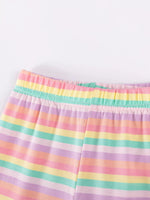Children's Horse Applique Top & Rainbow Striped Pants Set