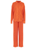 Button Up Long Sleeve Top and Pants Set
