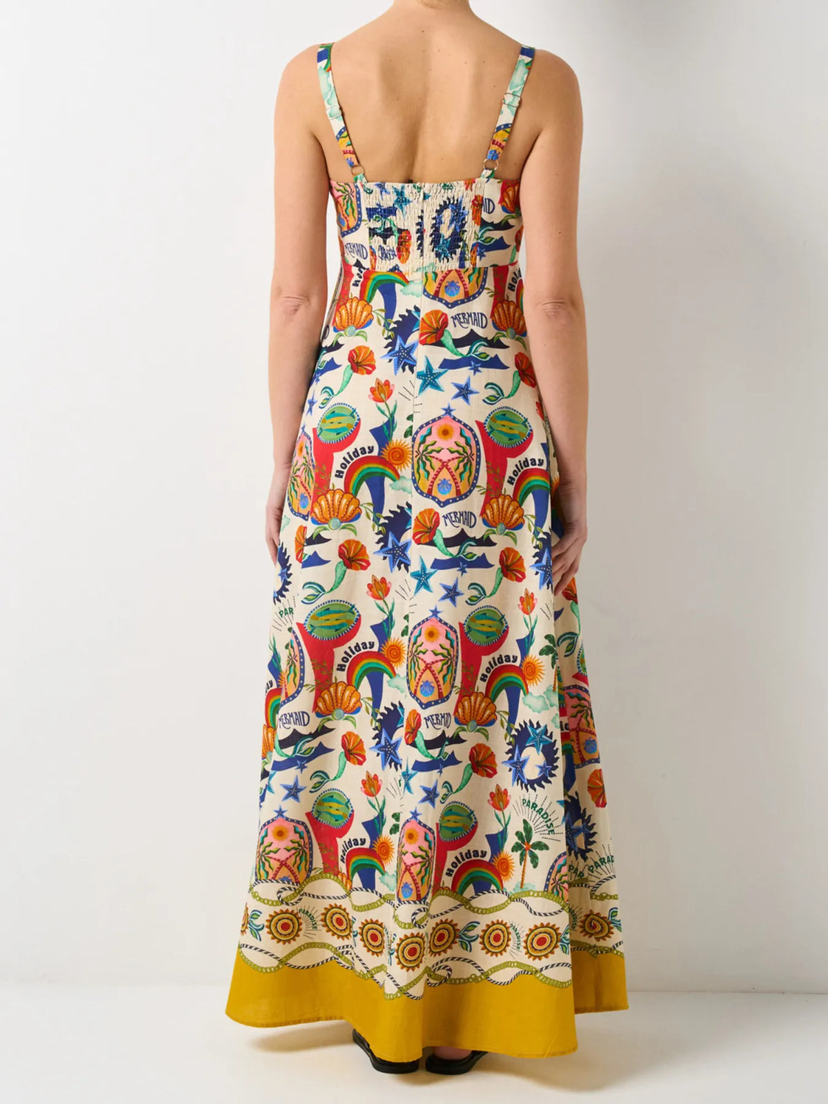 Printed Square Neck Maxi Dress - Ladyez