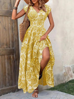 Printed Cap Sleeve Maxi Dress