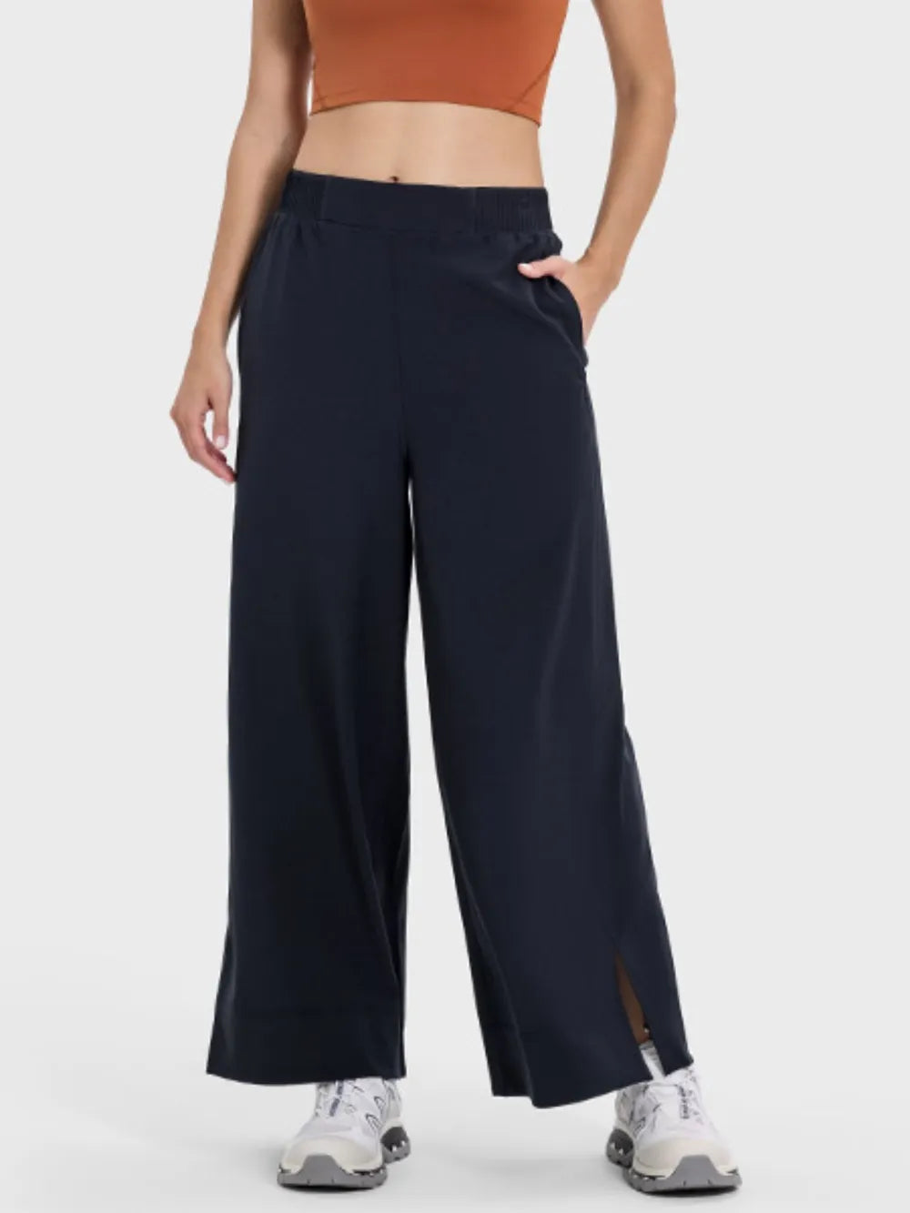 Millennia Slit Wide Leg Active Pants - Ladyez