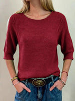 Full Size Ribbed Knit Round Neck Sweater Plus Size