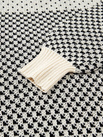 Contrast Color Pattern Lantern Sleeve Sweater