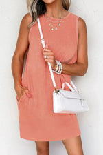 Round Neck Sleeveless Mini Dress with Pockets