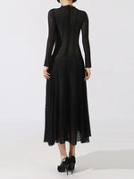 Lace Mock Neck Long Sleeve Dress