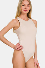 Zenana Round Neck Sleeveless Padded Bodysuit - Ladyez