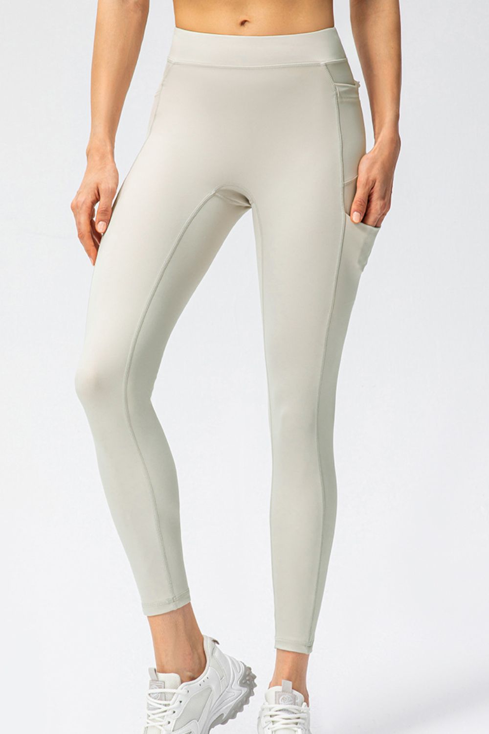 Full Size Slim Fit High Waist Long Sports Pants with Pockets - Ladyez