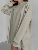 Round Neck Long Sleeve Oversized T-Shirt