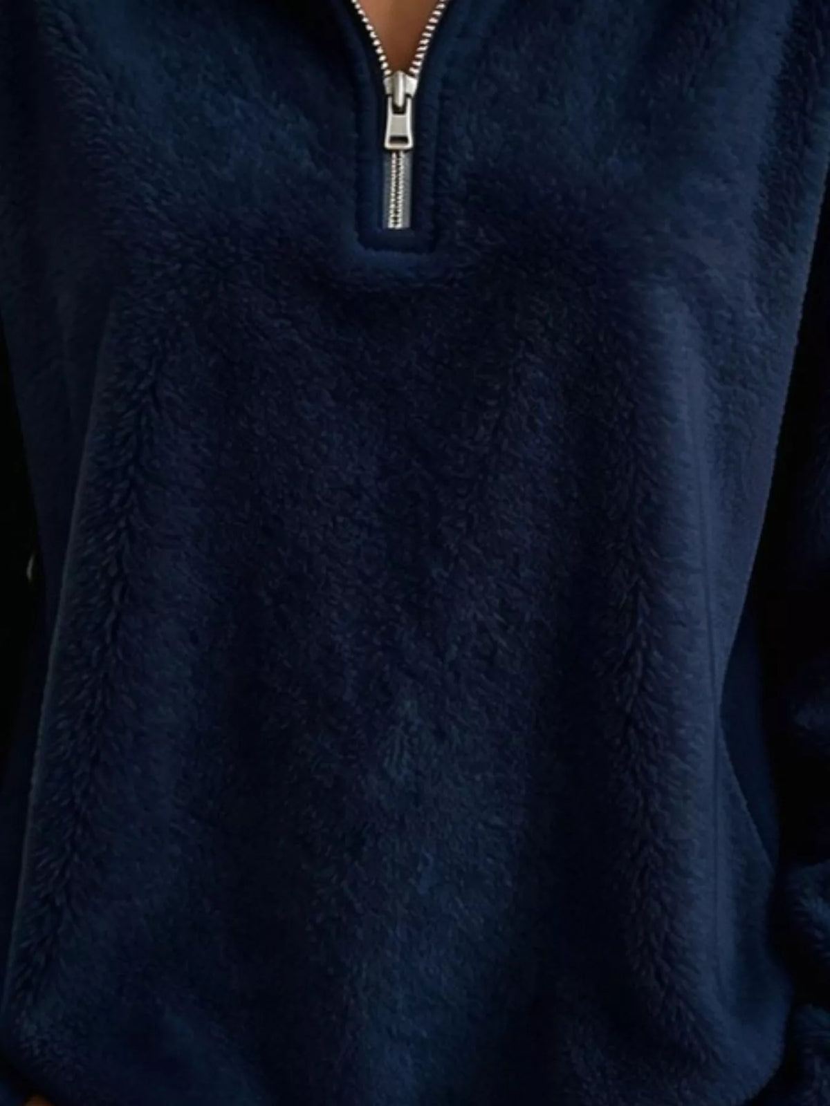 Full Size Quarter-Zip Fleece Sweatshirt Plus Size