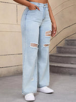 Distressed Wide-Leg Jeans
