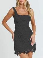 Crochet Wide Strap Mini Dress