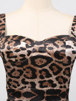 Leopard Print Bodycon Back Slit Midi Dress