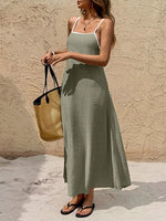 Spaghetti Strap Maxi Dress with Contrasting Trim