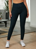 Textured High Waist Active Leggings - Ladyez