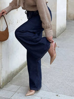 Tied Loose Fit Flare Jeans
