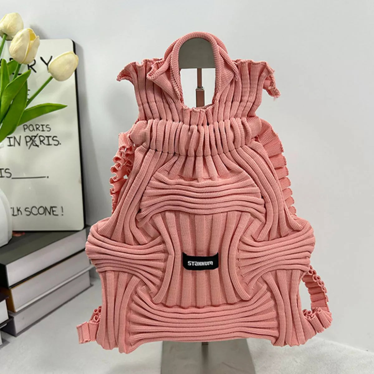 Textured Knit Backpack Bag