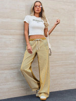 Striped Wide Leg Jeans - Ladyez