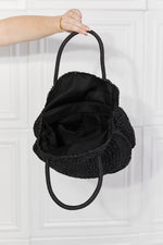 Justin Taylor Beach Date Straw Rattan Handbag in Black - Ladyez